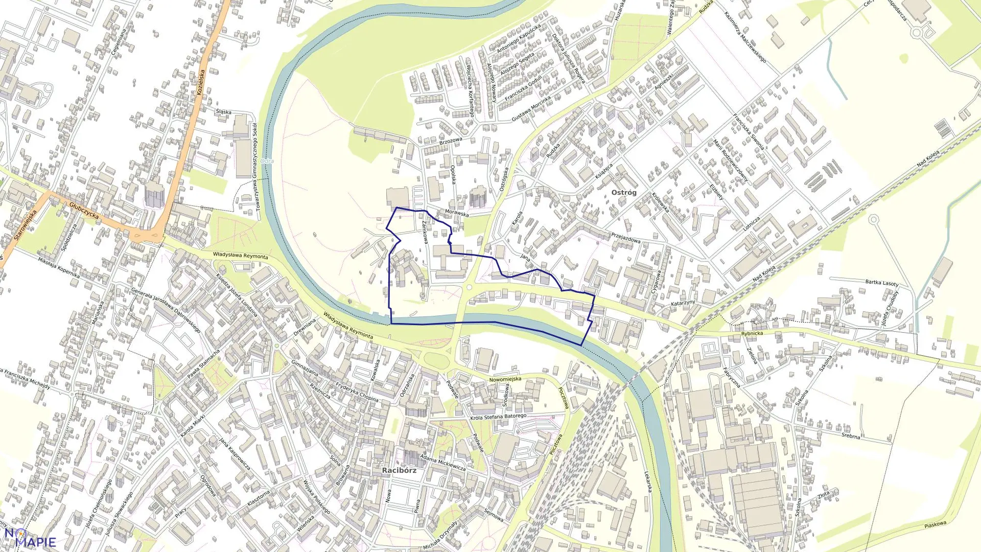 Mapa obrębu BOSAC w mieście Racibórz